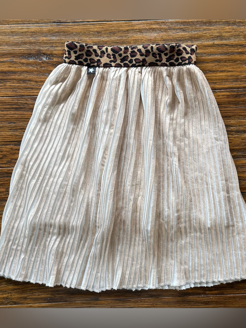 Molo Rose Gold Pleated Skirt Leopard Band Girls 5 - 6